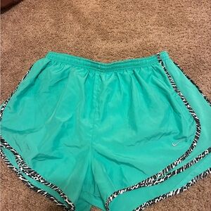Nike Women's Turquoise Athletic Shorts with Patterned Trim